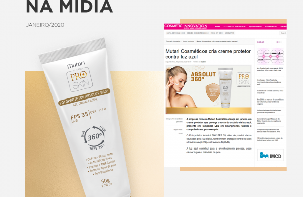 Os recentes lançamentos da Mutari Pro Skin estão presentes em grandes portais da estética e saúde
